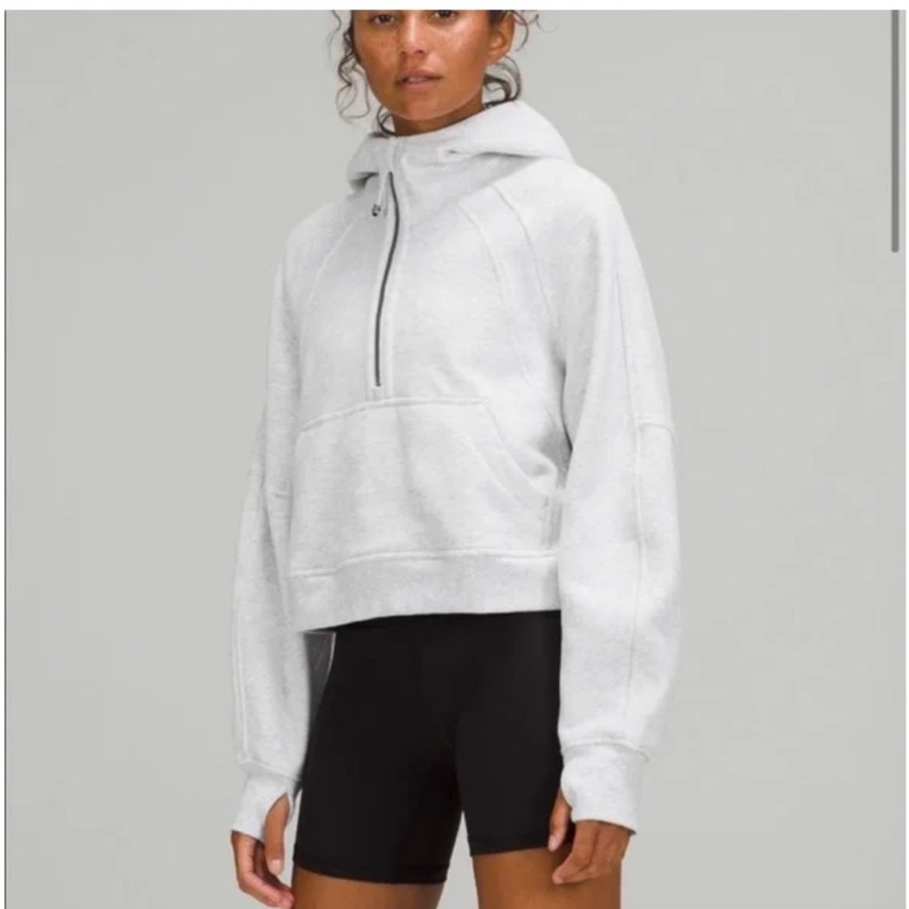 like new lululemon scuba oversized half zip hoodie light gray